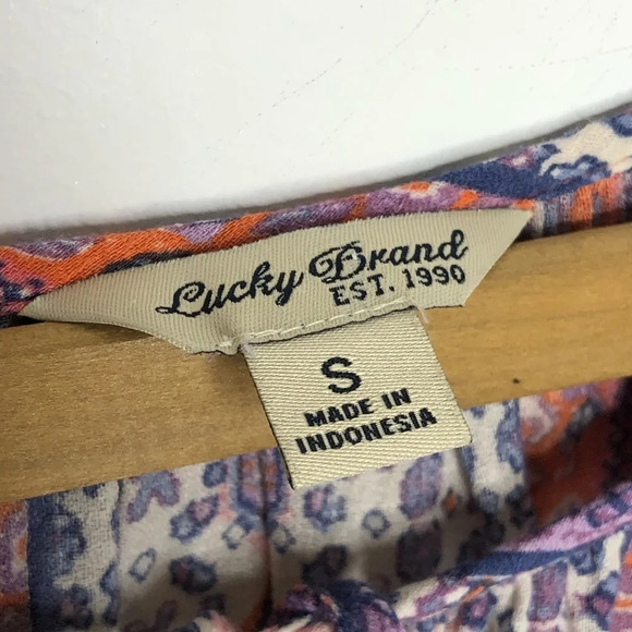 LUCKY BRAND Paisley Print Boho Rayon Short Sleeve Blouse - Picture 5 of 7